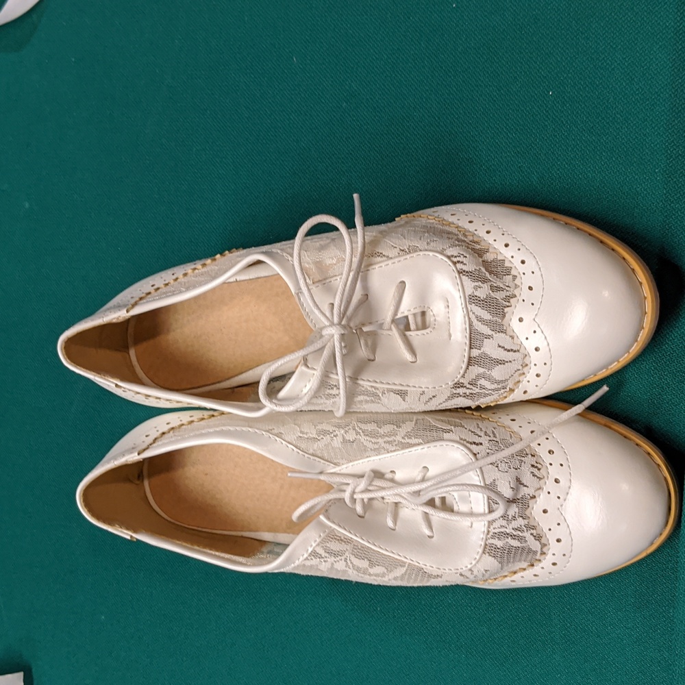 Robasiom Womens Round Toe Lace Up Mesh &Lace Fashion Oxford Shoes